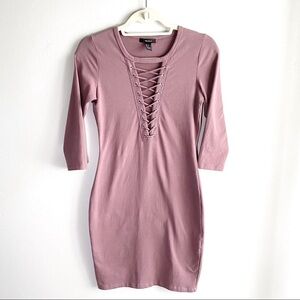 Forever 21 Pink Lace-Up Mini Dress